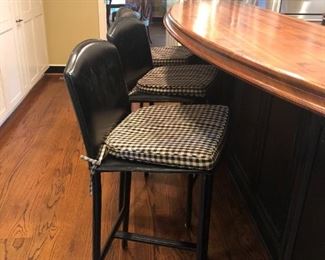 3 black leather bar chairs
