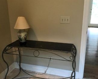 Metal and black marble sofa table 46"x18"x30"