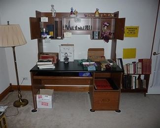 Desk, Floor Lamp and Figurines