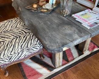 Live edge table, foot stool