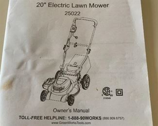 greenworks 20" electric lawn mower