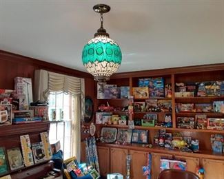 Vintage Light Fixture and Toy display