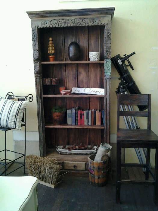 Beautiful Bookcase!  Front of bookcase made from antique doors imported from India.