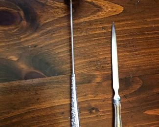 Sterling letter opener and candle snuffer 