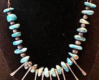 024 Turquoise  Silver Choker Style Necklace