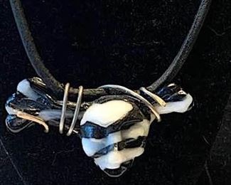 025 Ceramic Skull Pendant Necklace