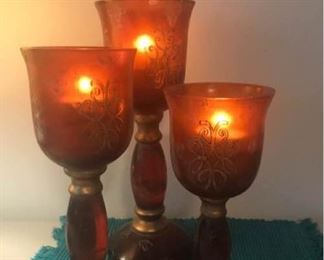 Rustic Trio of Candleholders