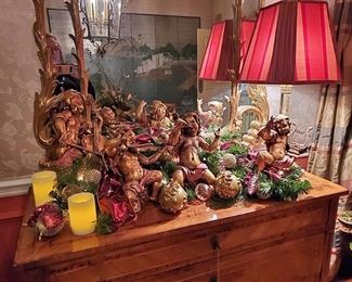 Dining room chest decorated for Christmas