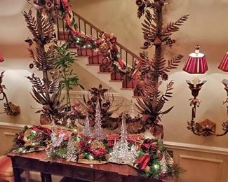 Entry hall mirror decorated for Christmas!