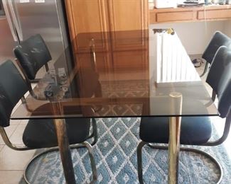 Glass Top Dining Set with Four Chairs