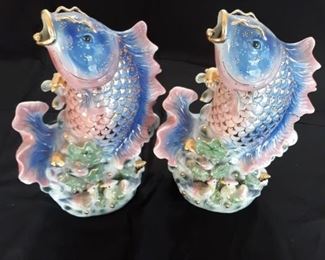 Stunning porcelain koi fish statues