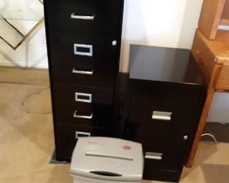 File cabinets and shredder