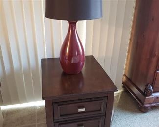Mid century modern file cabinet nightstand and lamp