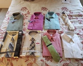 Seven new mens dress shirts and four ties