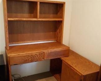 Wooden desk with storage cabinet