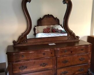 Wood dresser with mirror