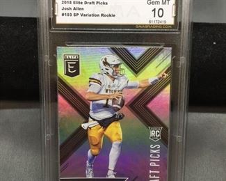 GMA Graded 2018 Panini Elite Draft Picks SP Variation JOSH ALLEN Bills ROOKIE Football Card - GEM