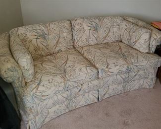 PAIR of curved loveseats
