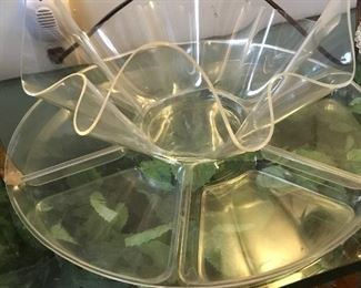 MCM Vintage ruffled chip bowl and tray