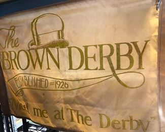 ORIGINAL 1926 BROWN DERBY BANNER - CELEBRITY OWNED!