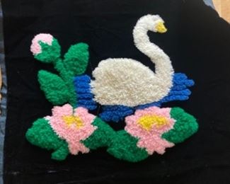 Swan on velvet textile
