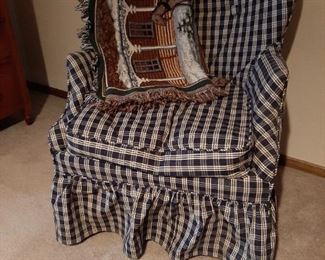 Navy & White Plaid Chair