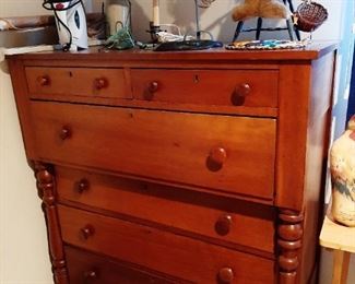 1800s Early American Dresser; misc smalls