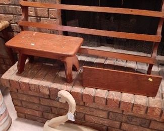 Wood rack, foot stool, clock shelf, goose