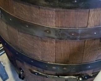 Jack Daniel  whiskey  barrel with storage  area.  