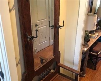 Antique Oak Hall Tree