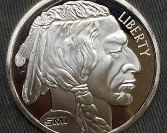 1 Troy Ounce .999 Fine Silver Indian Head Buffalo Silver Bullion Round Coin