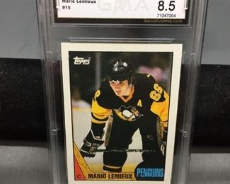 GMA Graded 1987-88 Topps #15 MARIO LEMIUEX Penguins Hockey Card - NM-MT+ 8.5