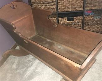 Antique, All Wood., (Hand-made?) Charming--Child's Cradle--Dolls like it too!