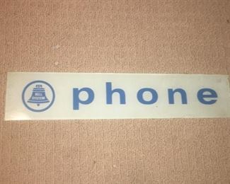 Vintage, Glass, Ohio Bell Phone Booth Sign 