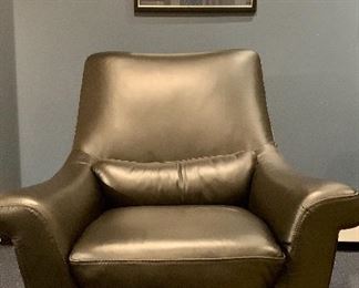 Item 24:  (2) Black Swivel Leather Chairs with Chrome Base - 34"l x 19.5"w x 35.5"h:  $275 each