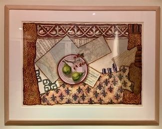 Item 155:  Abstract Mixed Medja by Rachel Paxton “Sunken Metal Dawn” (1997) - 49" x 37.5"- original receipt available: $445