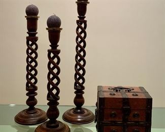 Item 49:  (3) Barely Twist Candlesticks:  Set of 3- $65                                              Small - 15.5"                                                                                     Medium - 17"                                                                                    Large - 19.5"