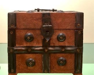 Item 60:  Indonesian Box feat. metal accents - 7.25"l x 5"w x 6"h:  $28