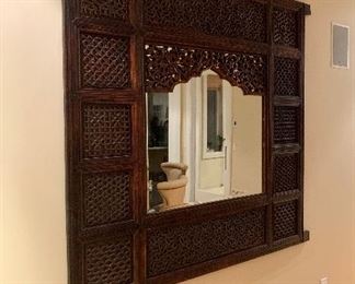 Item 62:  Giant Wood Hand Carved Indonesian Mirror- 66" x 60":  $445