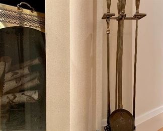 Item 54:  Brass fireplace tools: $95