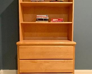 Item 80:  (3) Drawer dresser with storage (bottom drawer needs some TLC) - 37"l x 17.5"w x 71.5"h: $150
