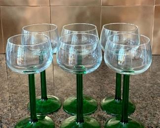 Item 168:  (6) Emerald Green stem wine glasses:  $22