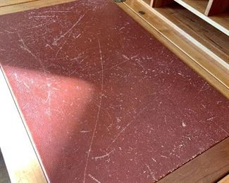 detail...leather writing surface shows signs of wear but is replaceable!