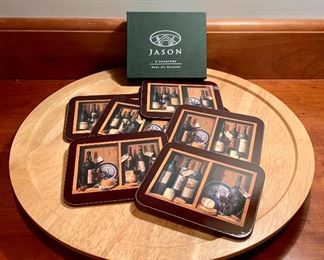 Item 237:  Wood Lazy Susan with Boxed Jason Coasters: $24