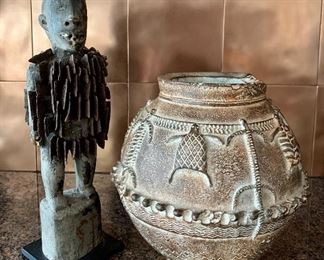 Item 195:  Tribal items- Bamana (Mali) Cast Vessel - 8": $145   SOLD                                                                                                        Item 196:  Wooden Figure from Congo - Bakongo - Fetish D.R. Congo/Africa - 11": $145