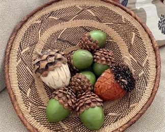 Item 255:  Basket with faux pine cone decor: $38