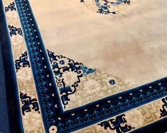 Item 273:  Blue and Beige Aubusson Rug - 7'9" x 9'8": $650