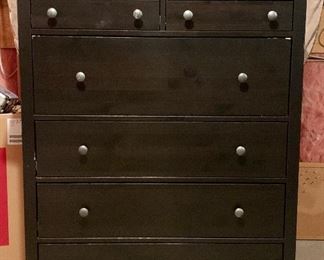 Item 284:  Black 6-drawer bureau- paint needs a touch-up - 42.5"l x 19.5"w x 51.5"h:  $245