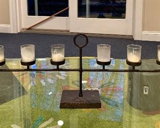 Item 188:  Heavy Pottery Barn iron candle holder (we have all the votives!) - 34":  $42
