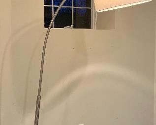 Item 190:   BIG DIPPER ARC BRUSHED-NICKEL FLOOR LAMP From CB2- 80" - :  $100